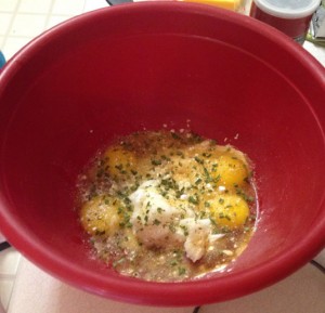 four eggs and chives